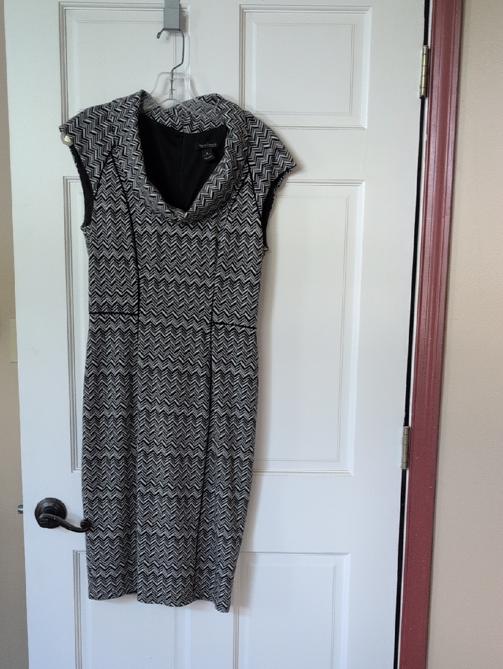 Black & White Chevron Cowl Neck Women’s Dress